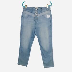 Jordache Crystal High Rise Lace Up Skinny Jeans Size 31 NWT